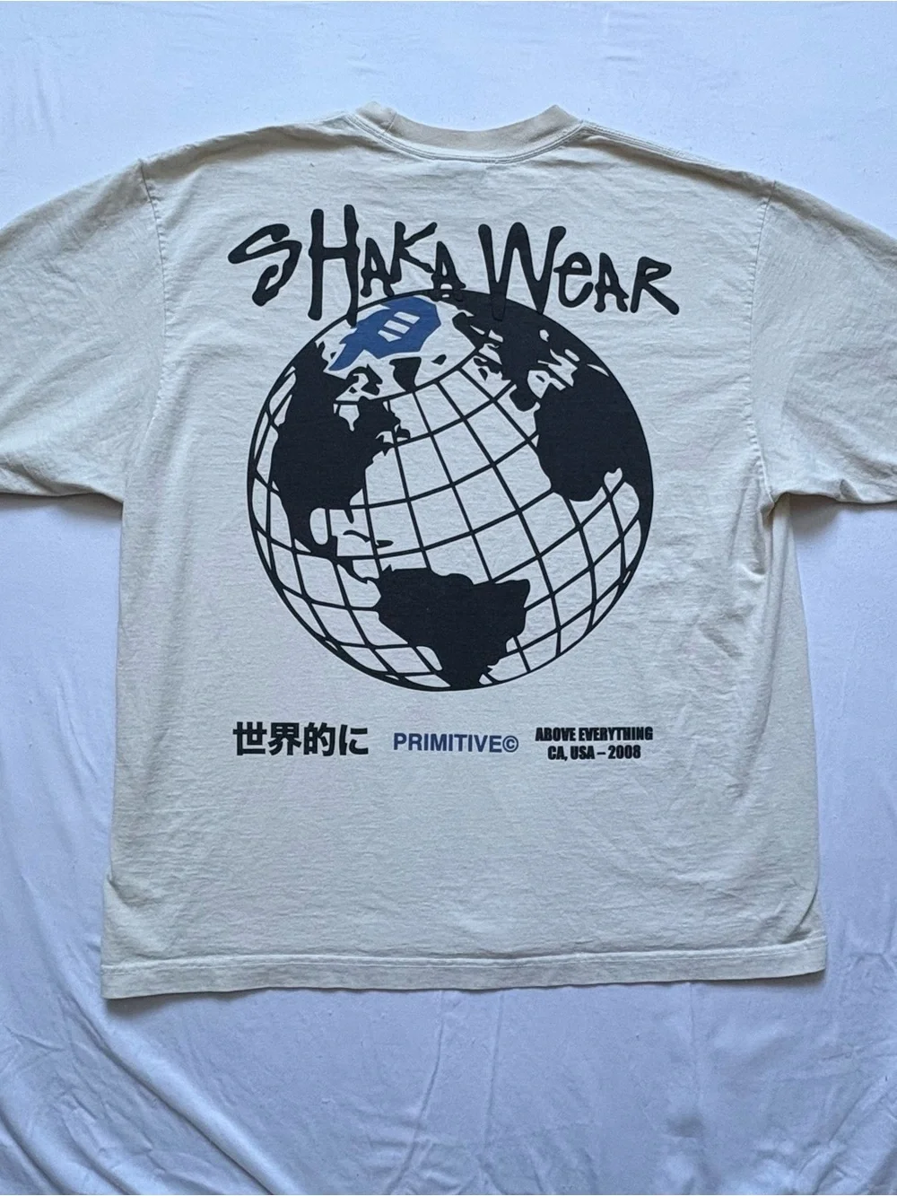 SHAKA WEAR World Famous Heavyweight Garment Dyed Graphic Tee Beige Men’s XL